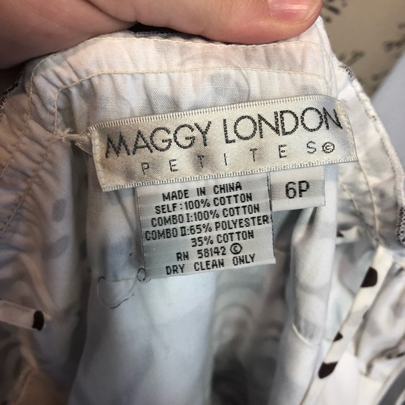 Maggy London 6p Brown white pinup dress bow chic - Picture 7 of 7